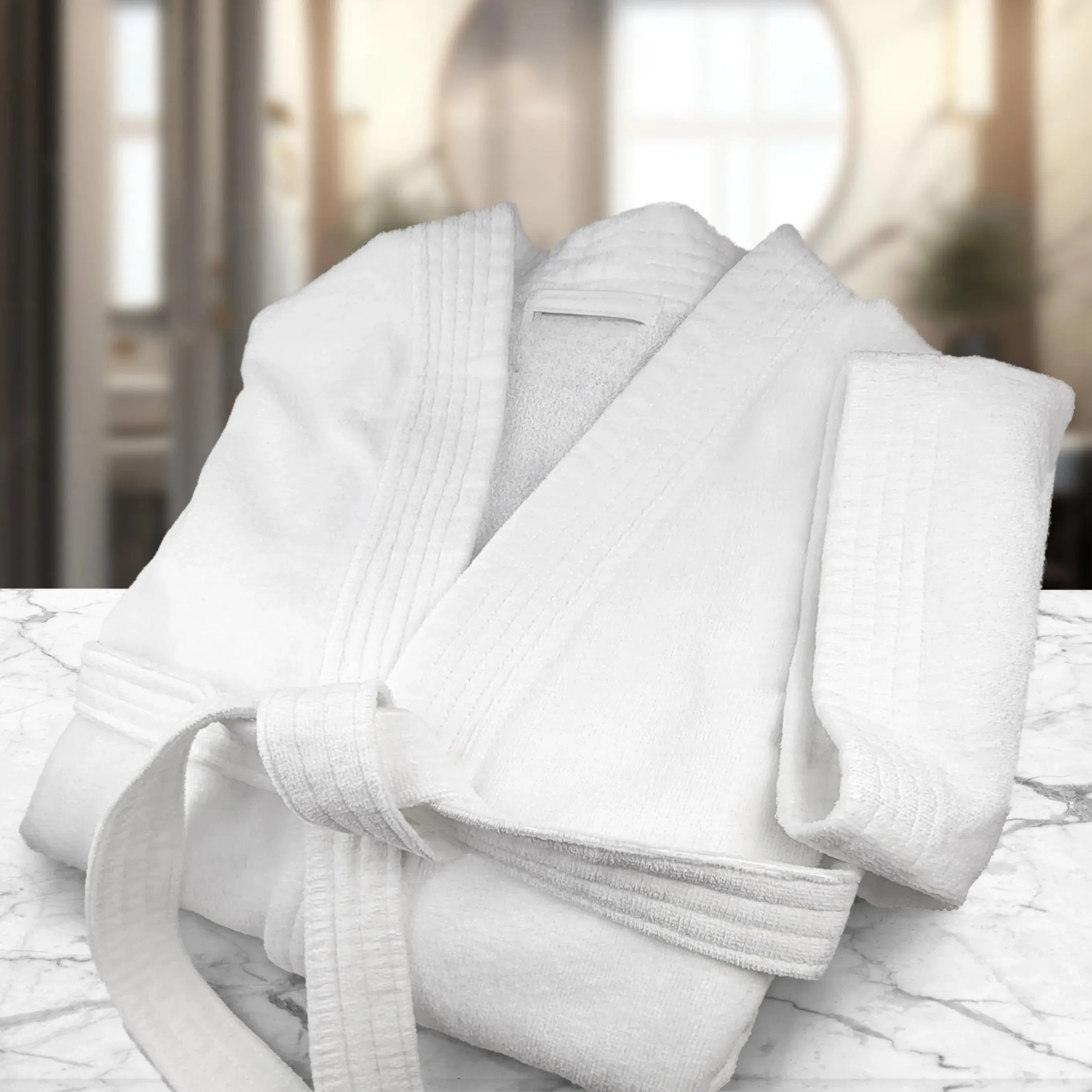 100% Ringspun Cotton White Sheared/Velour Bathrobes