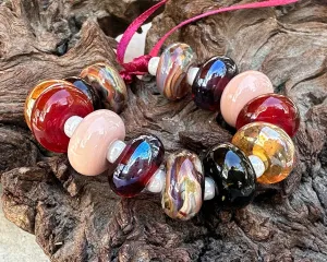 13 Sunset Embers Lampwork Focal Bead SRA