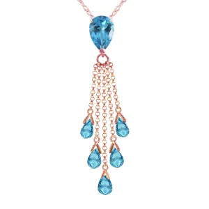 14K Solid Rose Gold Briolette Blue Topaz Necklace Gemstone Series Limited Edition