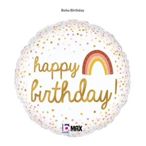 18" Betallic Boho Rainbow Happy Birthday Foil Balloon