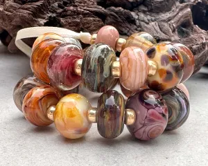 24 Brown Orphans Lampwork Beads Set SRA