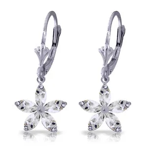 2.8 Carat 14K Solid White Gold Rewards Of Integrity White Topaz Earrings