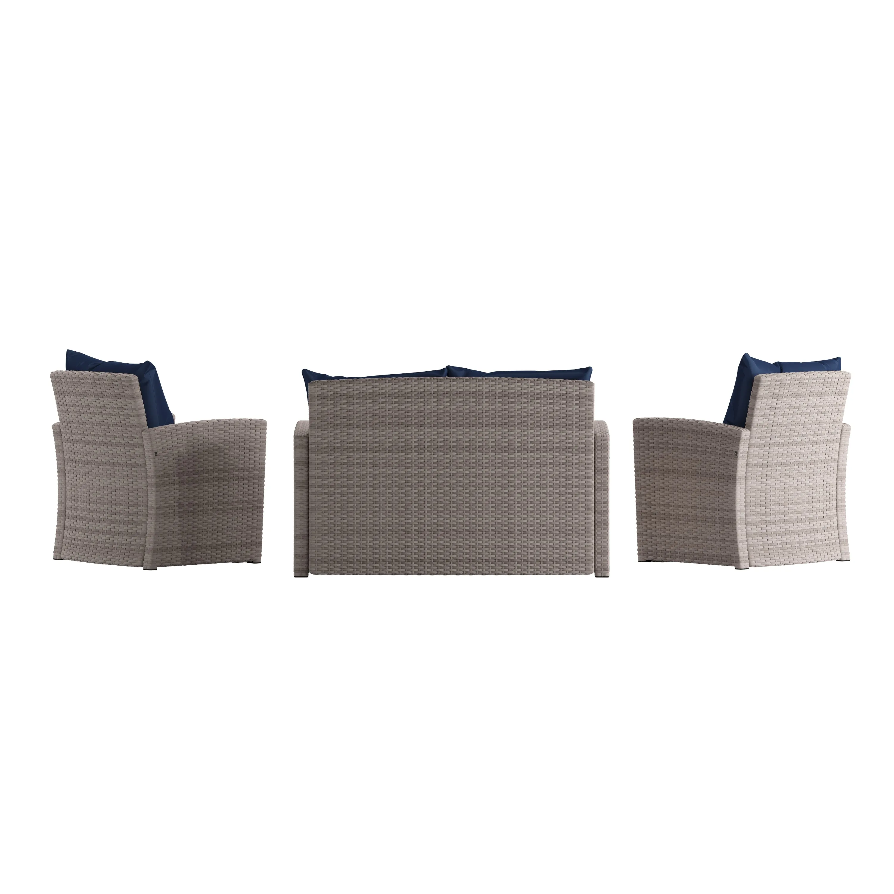 4PC Lt Gray/Navy Patio Set JJ-S351-GYNV-GG