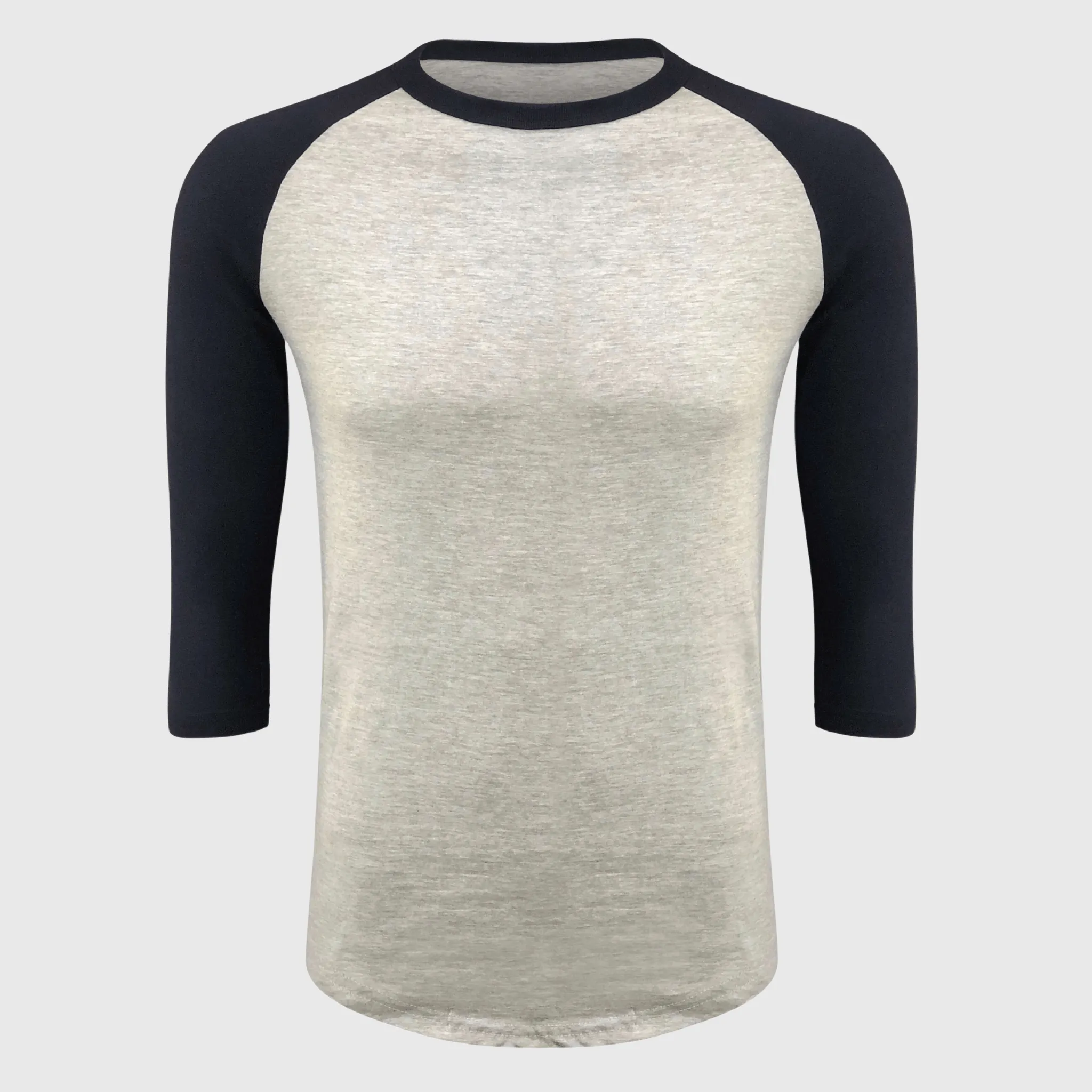 Adult Plain Raglan 3/4 T-Shirt - Gray Body