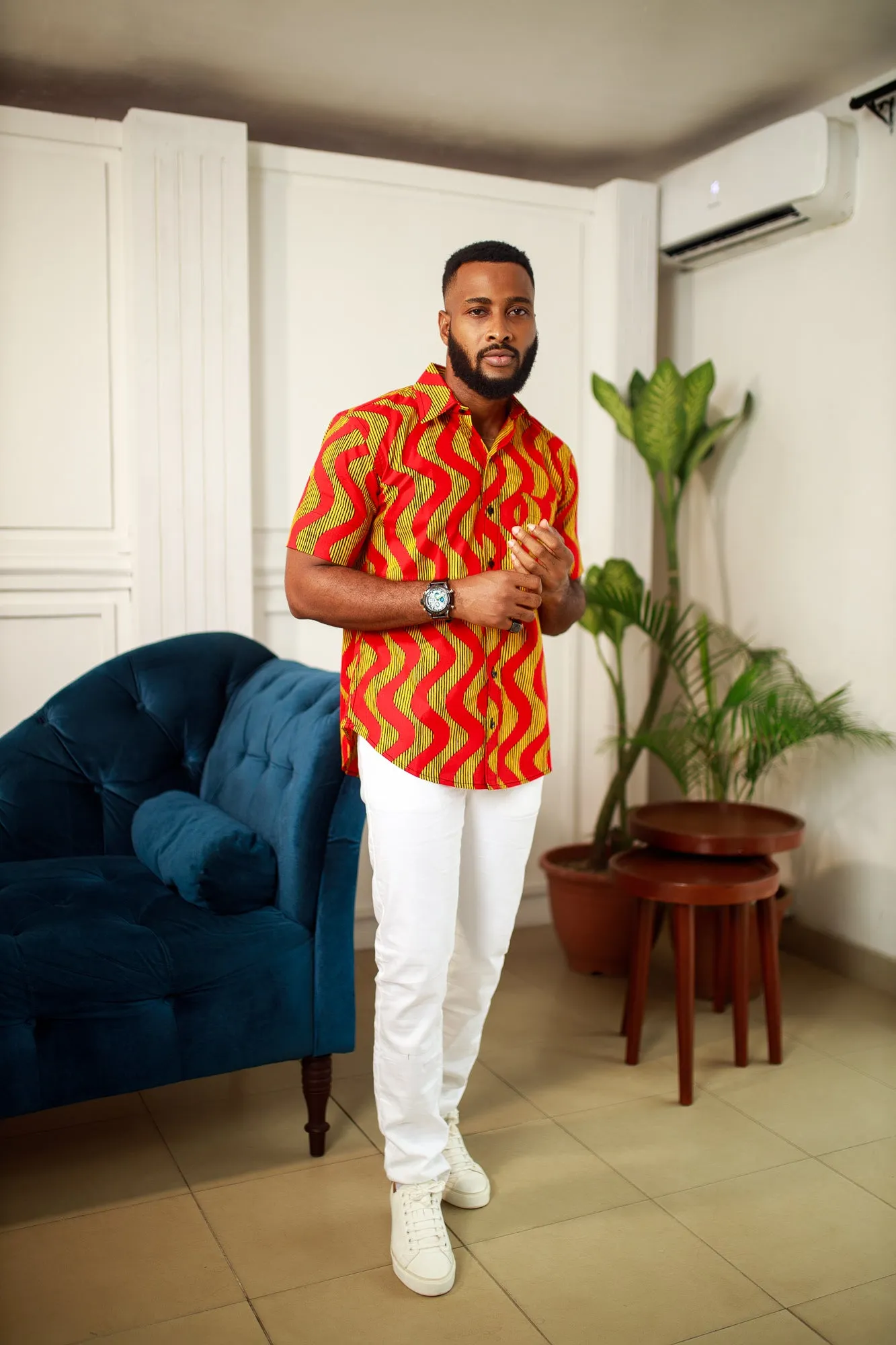 African Print Dawud Short Sleeve Shirt