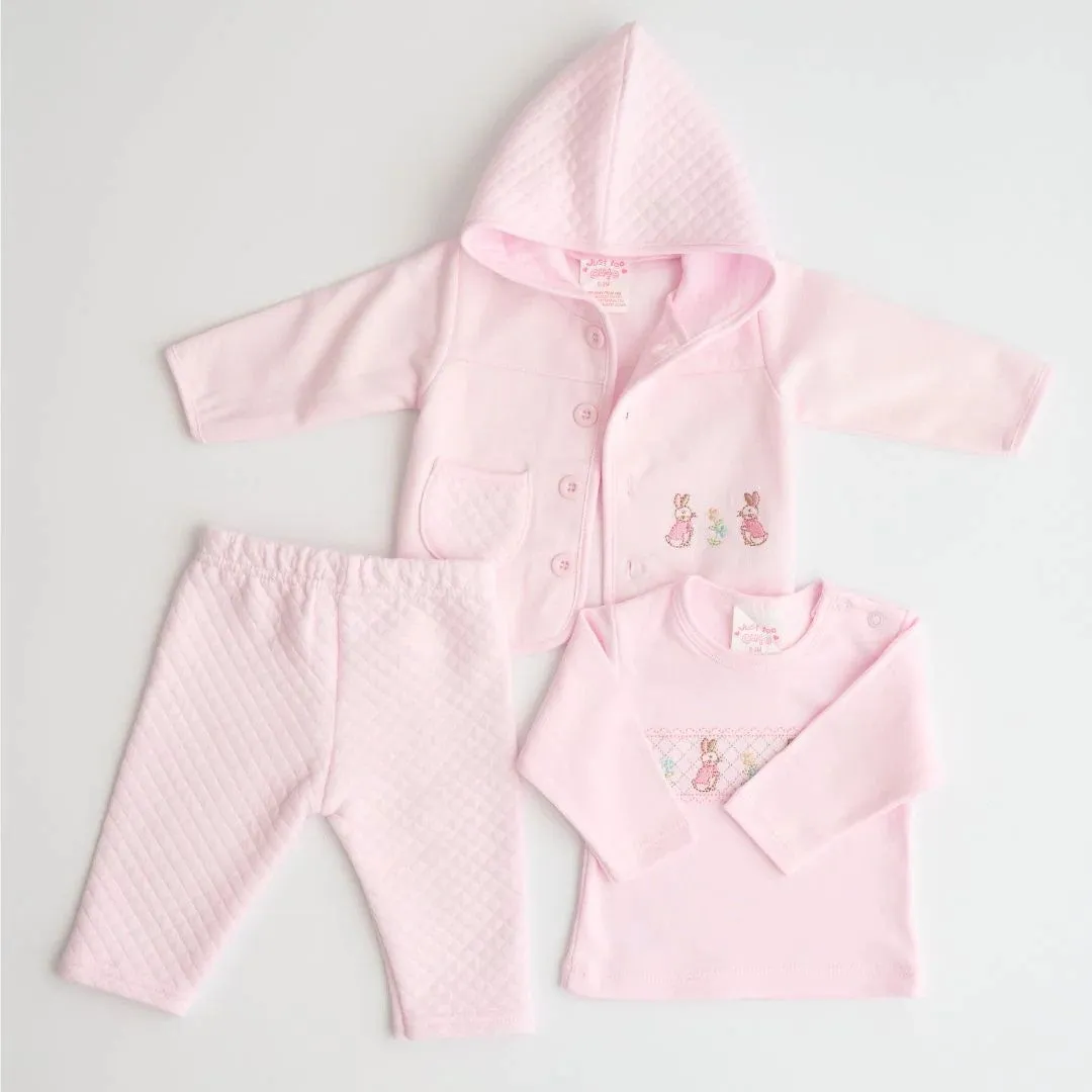 Baby Girl Bunny Clothing Set 3 Piece Pink