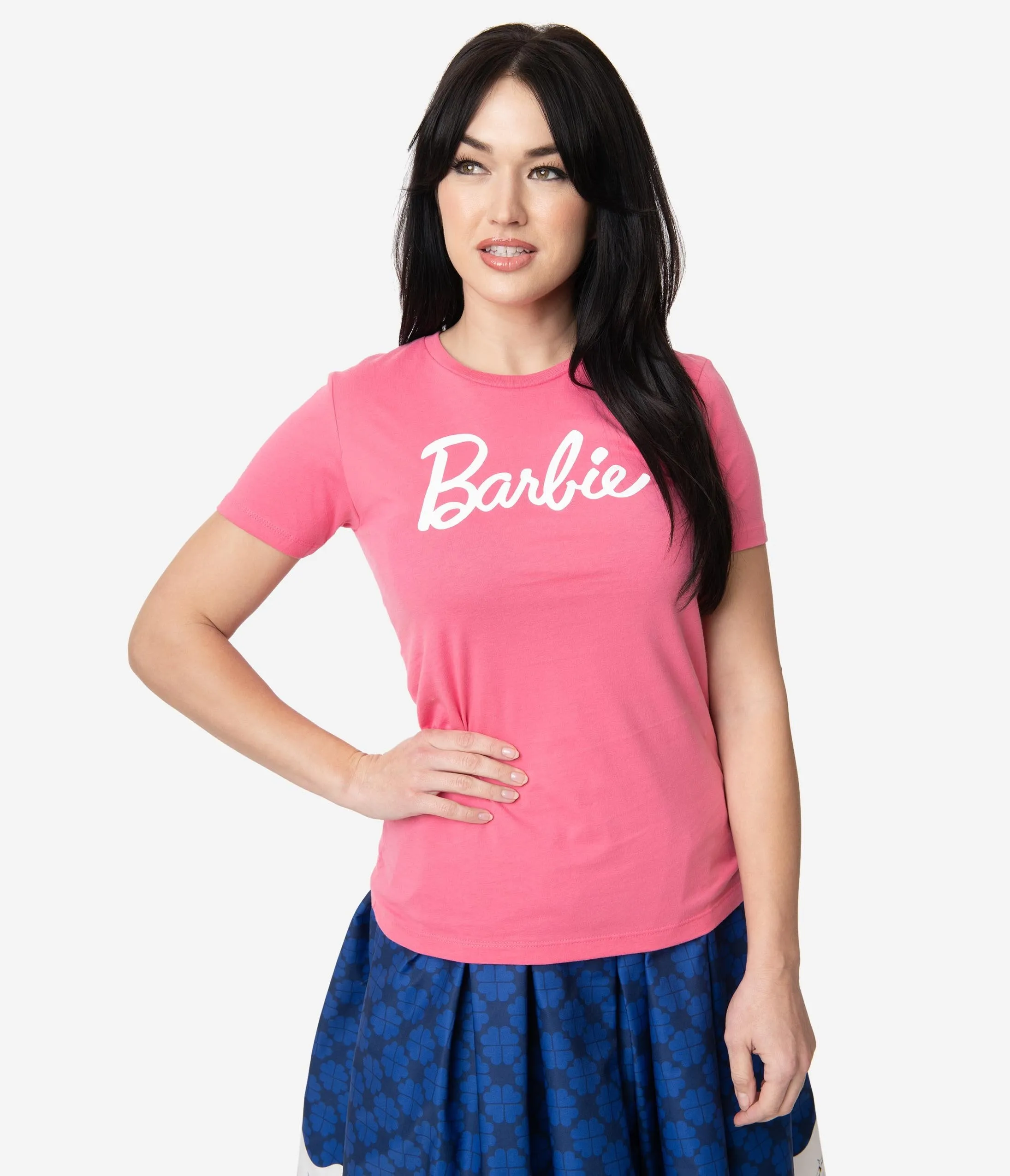 Barbie x Unique Vintage Hot Pink Barbie Logo Womens Tee