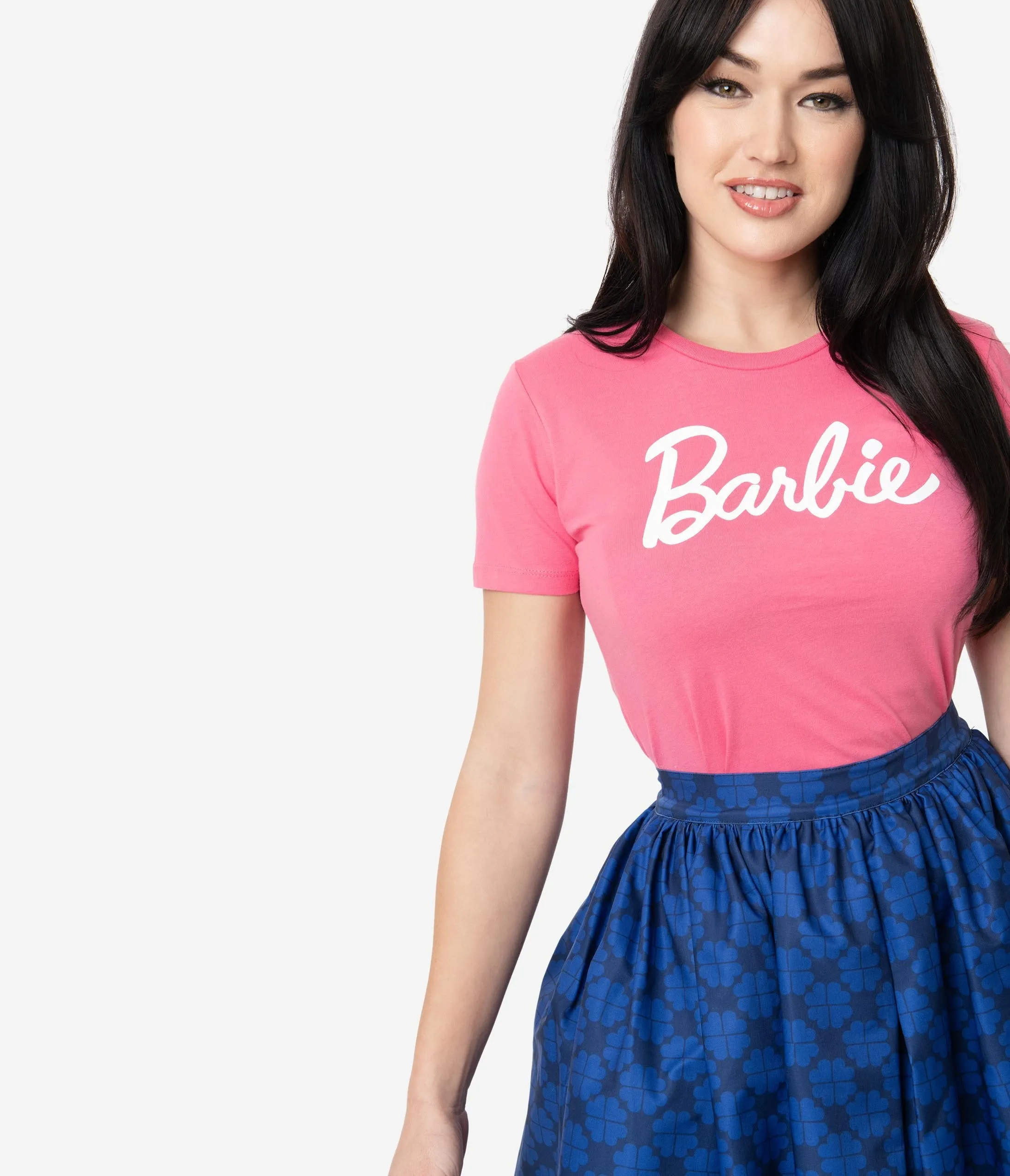 Barbie x Unique Vintage Hot Pink Barbie Logo Womens Tee