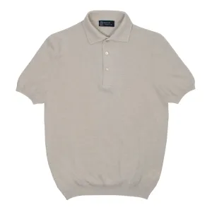 Beige Cotton Piqué Short Sleeve Polo Shirt