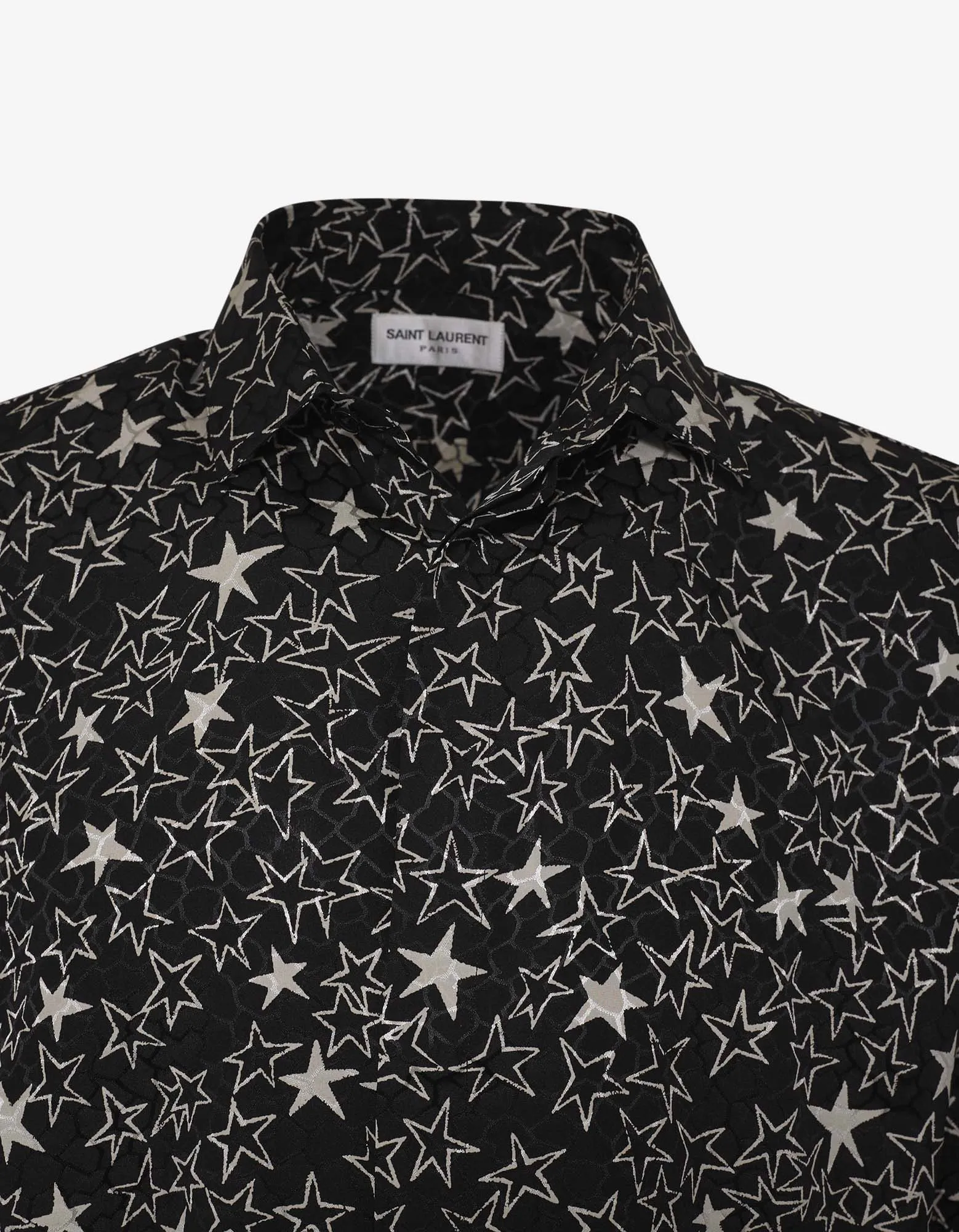 Black Graffiti Stars Print Silk Shirt