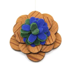 Blue Green Wooden Lapel Pin