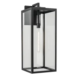 Branner 30 In 1-Light Outdoor Wall Light with Clear Glass, Black Finish