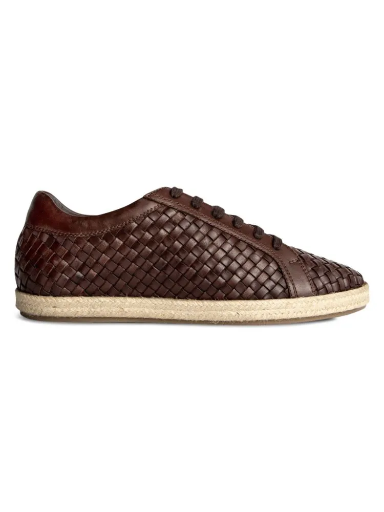 Carlos Santana Textured Leather Gabor Sneakers in Dark Brown