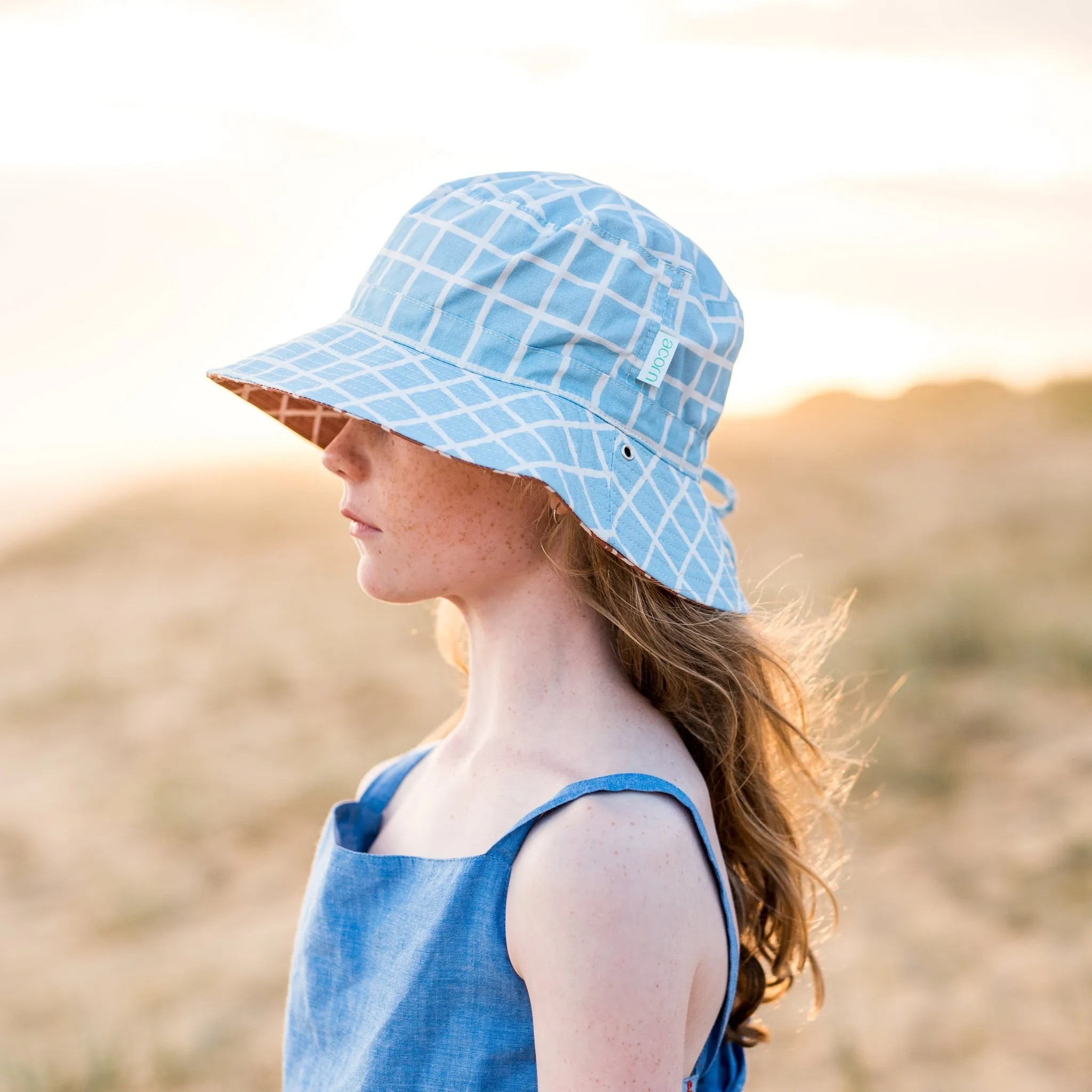 Checks Reversible Wide Brim Bucket Hat