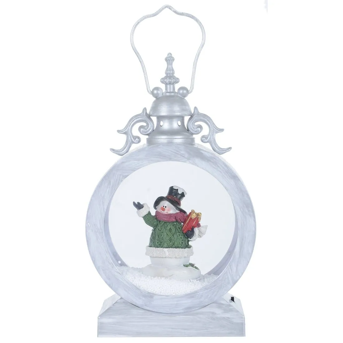 Classic Snowing Christmas Lantern Decoration With Lights