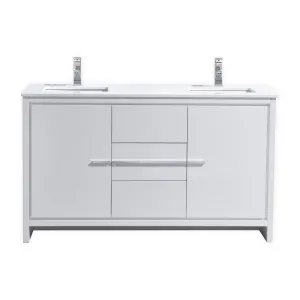 Dolce 60″ Double Sink Modern Bathroom Vanity with Quartz Counter-Top