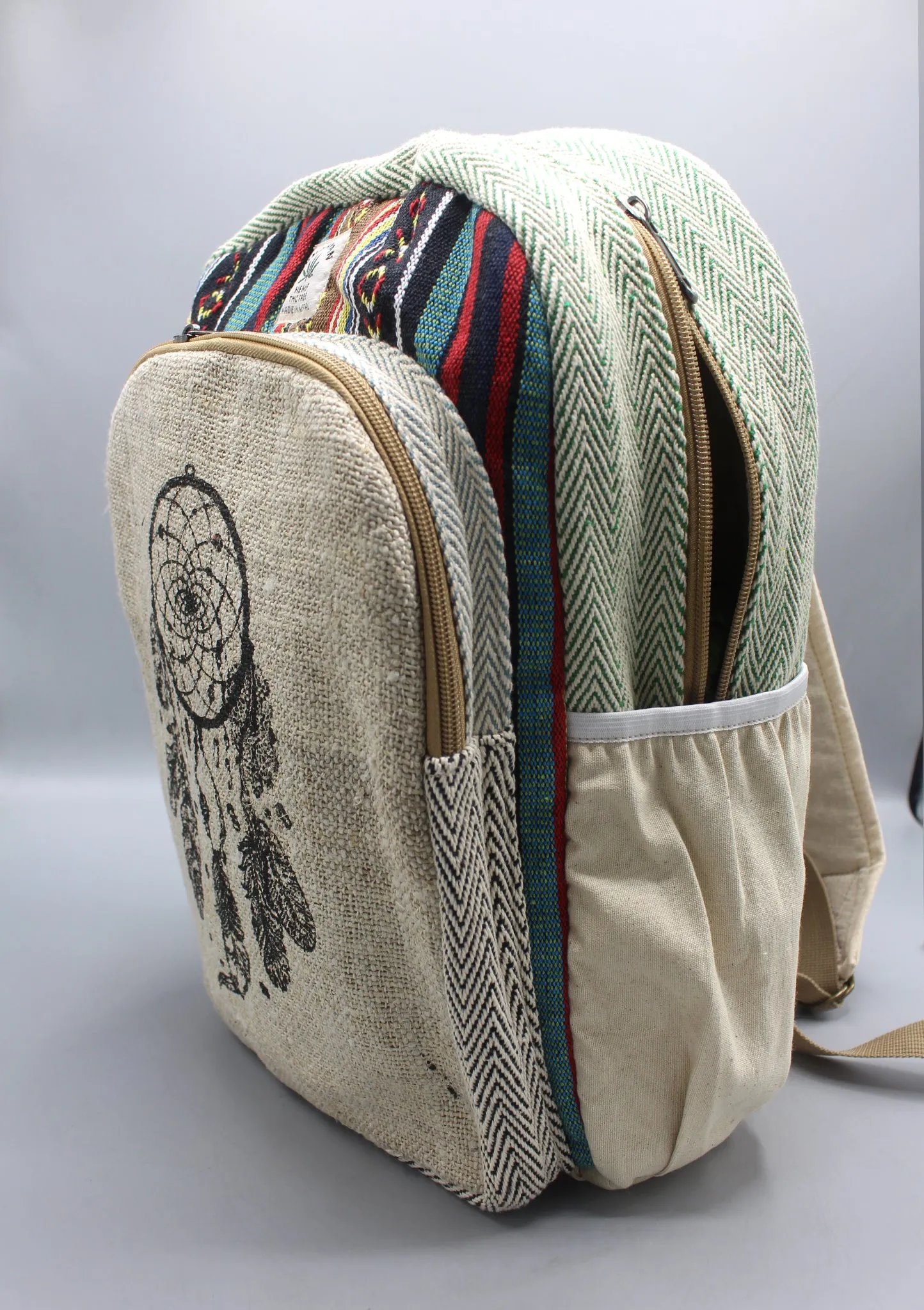 Dream Catcher Printed Natural Hemp Backpack