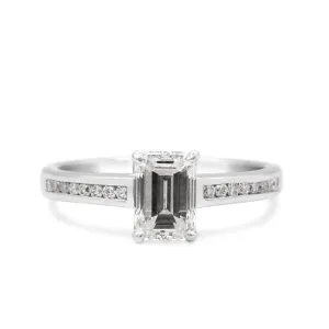 GCS Certificated Step Cut Diamond Solitaire Ring - Platinum