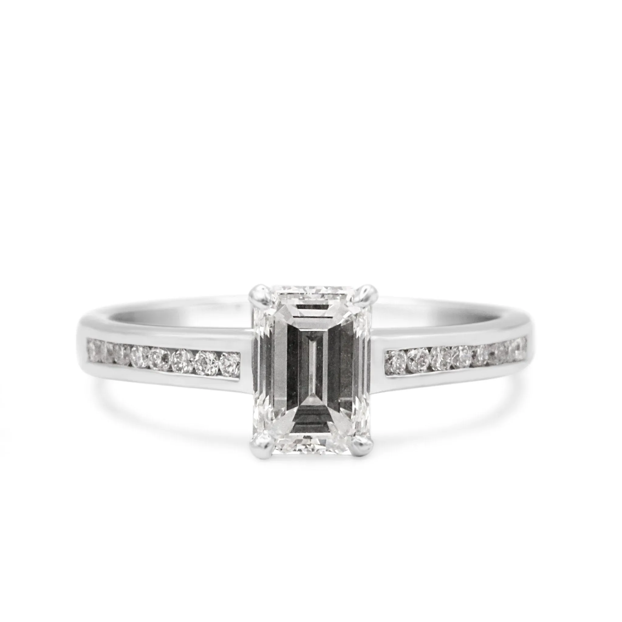 GCS Certificated Step Cut Diamond Solitaire Ring - Platinum