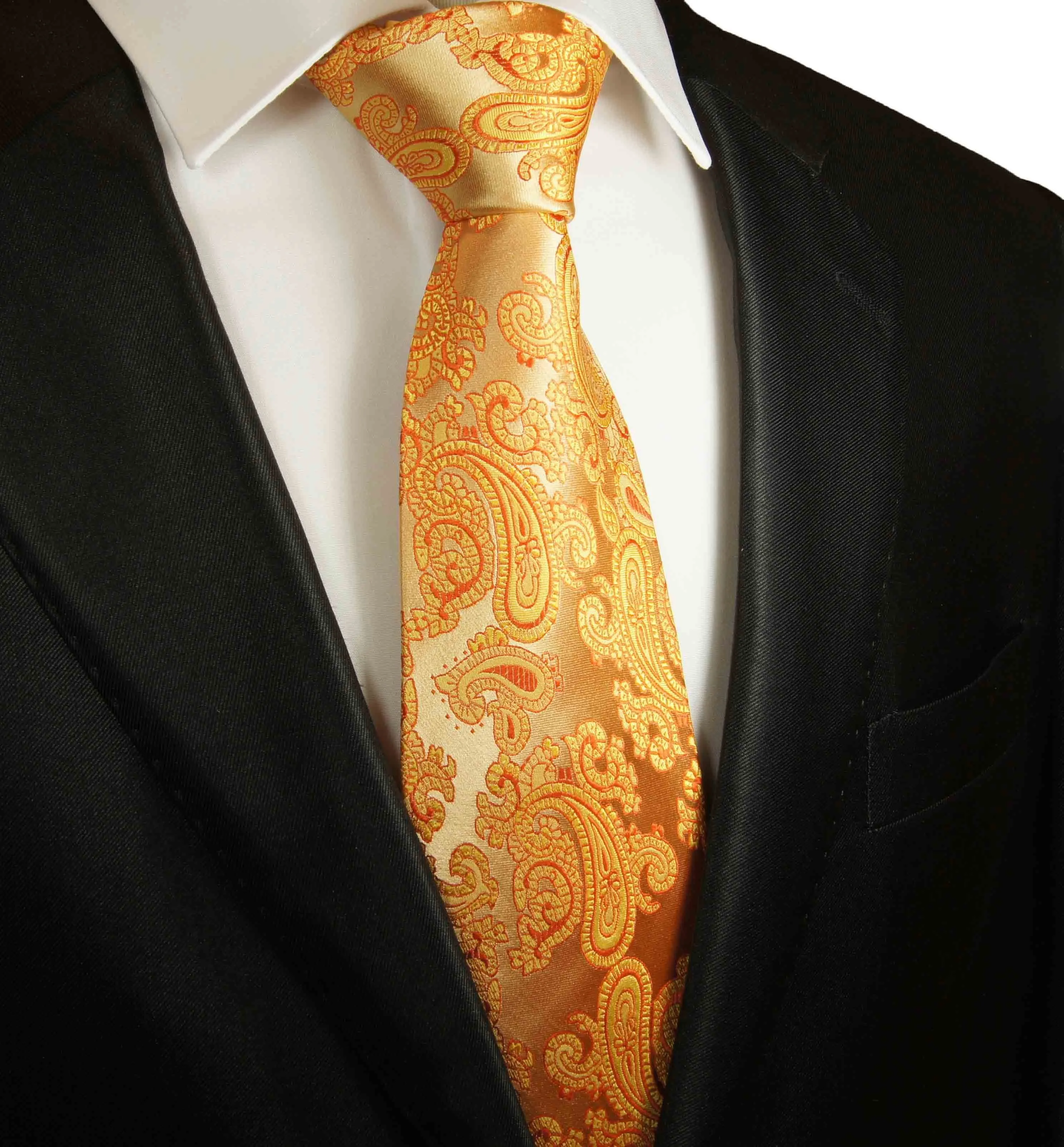 Gold Paisley Boys Tie by Paul Malone