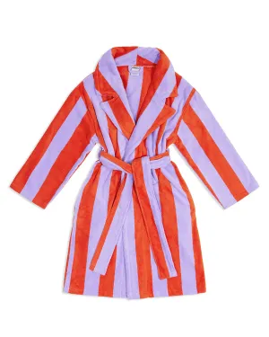 Cozy Grapefruit Striped Hommey Robe - Premium Loungewear