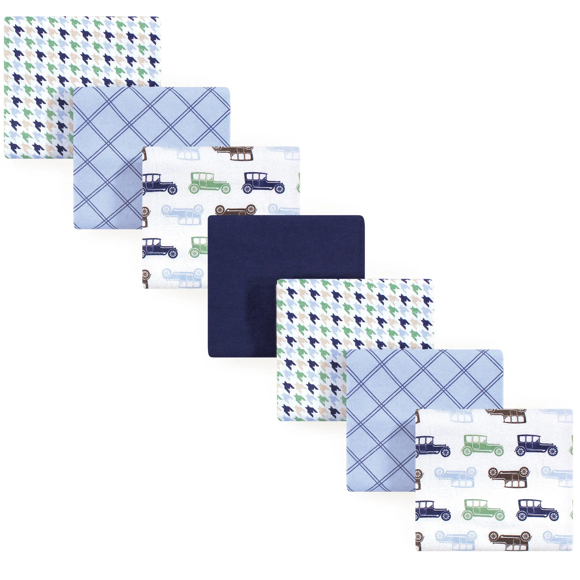 Hudson Baby Cotton Flannel Receiving Blankets Bundle, Blue Cars