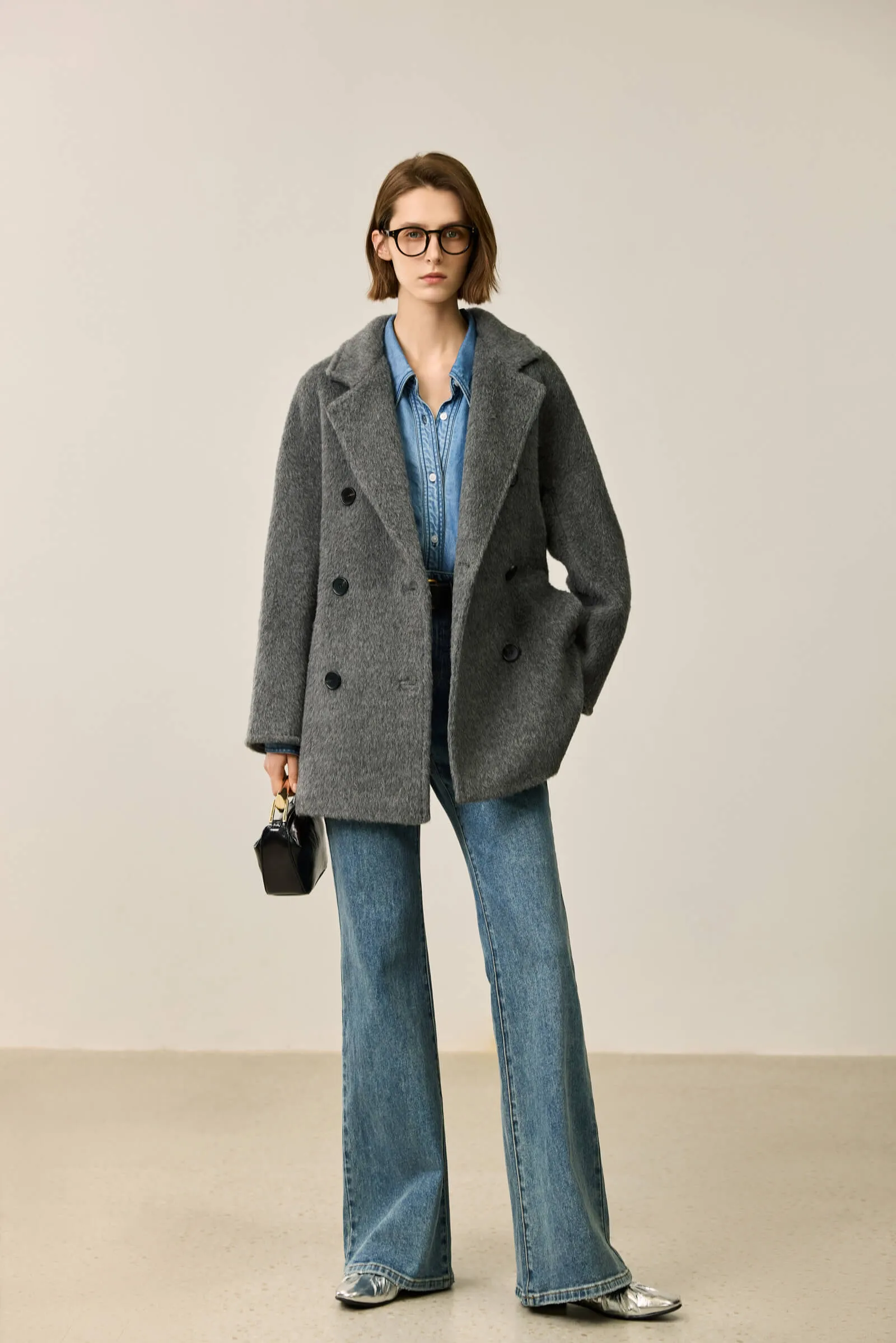 LILY Textured Oversized Blazer-Style Wool Coat