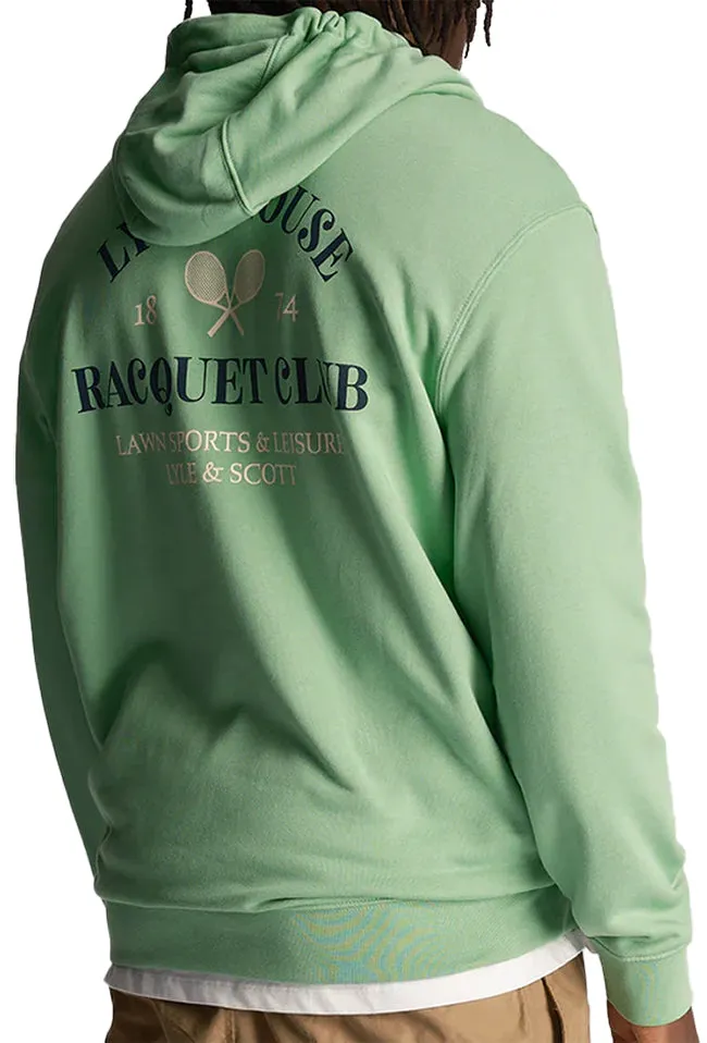 Lyle and Scott Mens Racquet Club Graphic Hoodie Lawn Green