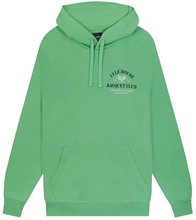 Lyle and Scott Mens Racquet Club Graphic Hoodie Lawn Green