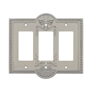 Meadows Switch Plate with Triple Rocker in Satin Nickel