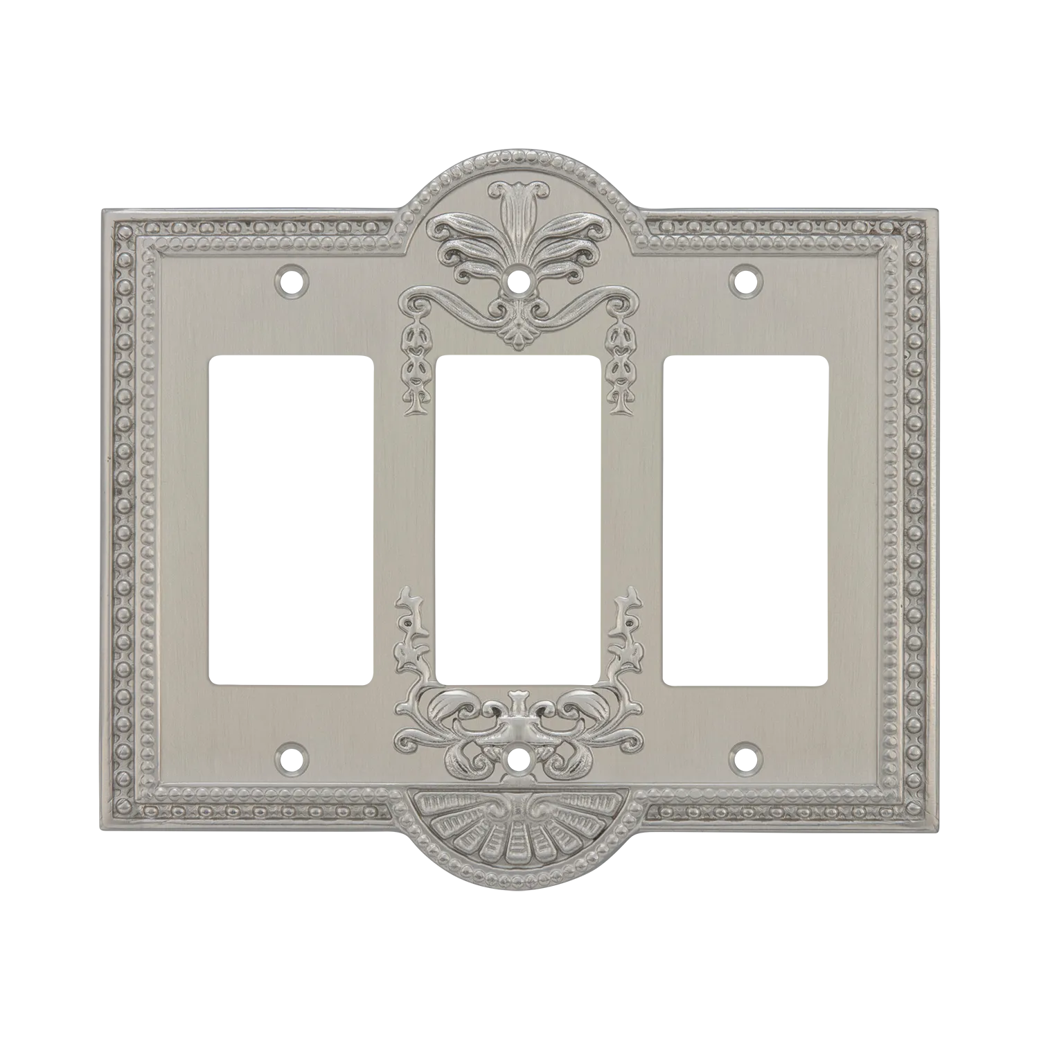 Meadows Switch Plate with Triple Rocker in Satin Nickel