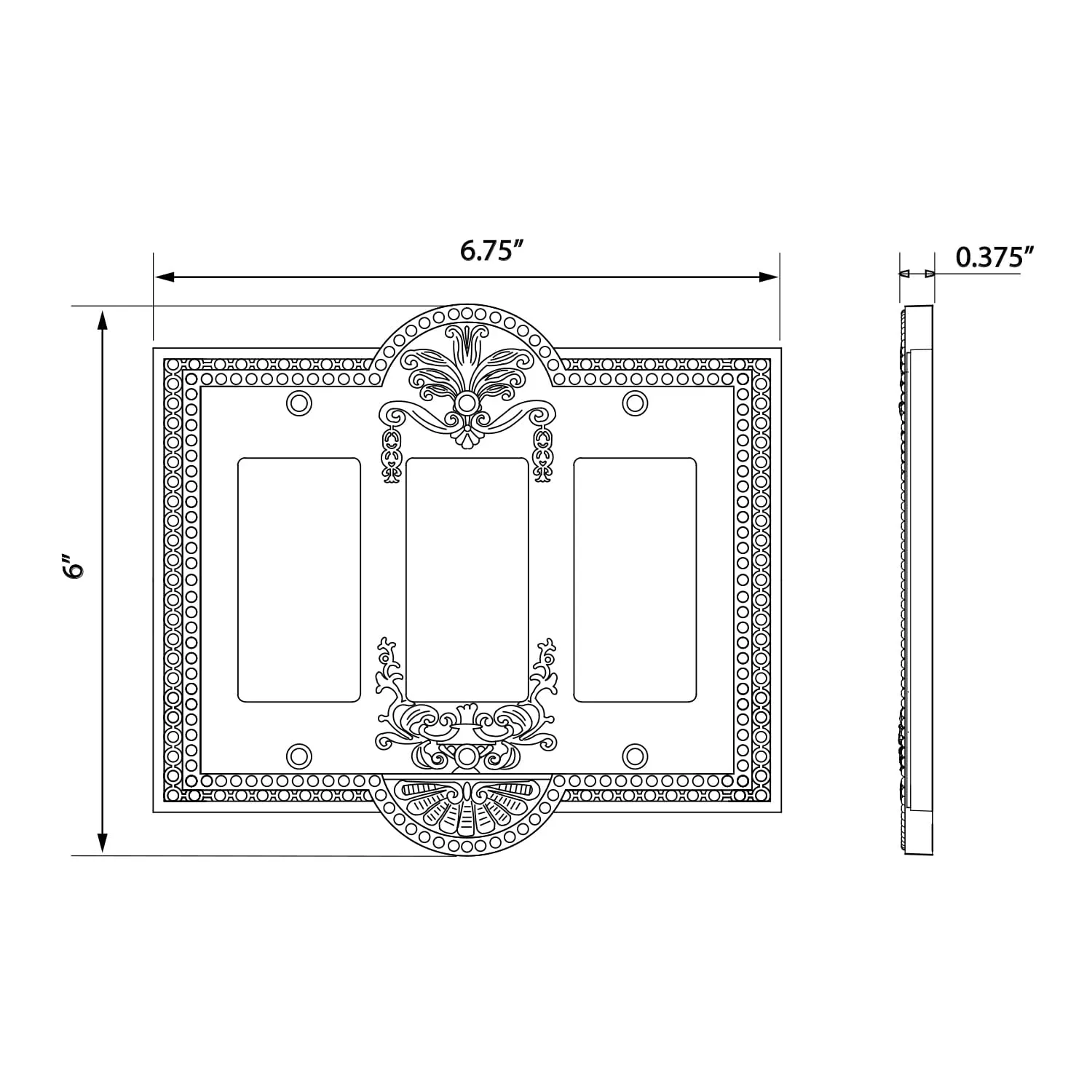 Meadows Switch Plate with Triple Rocker in Satin Nickel