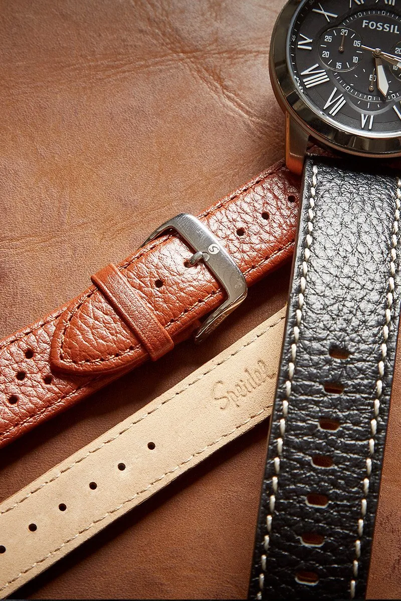 Mens Carbon Fiber Leather Watchband