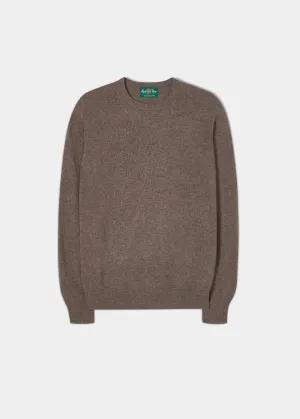 Men's Geelong Lambswool Crew Neck Jumper In Mahogany - Regular Fit