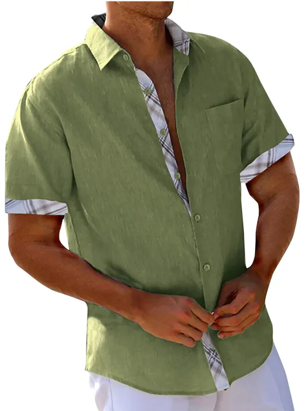 Men's Vacation Shirt Short Sleeve Contrast Lapel Shirt