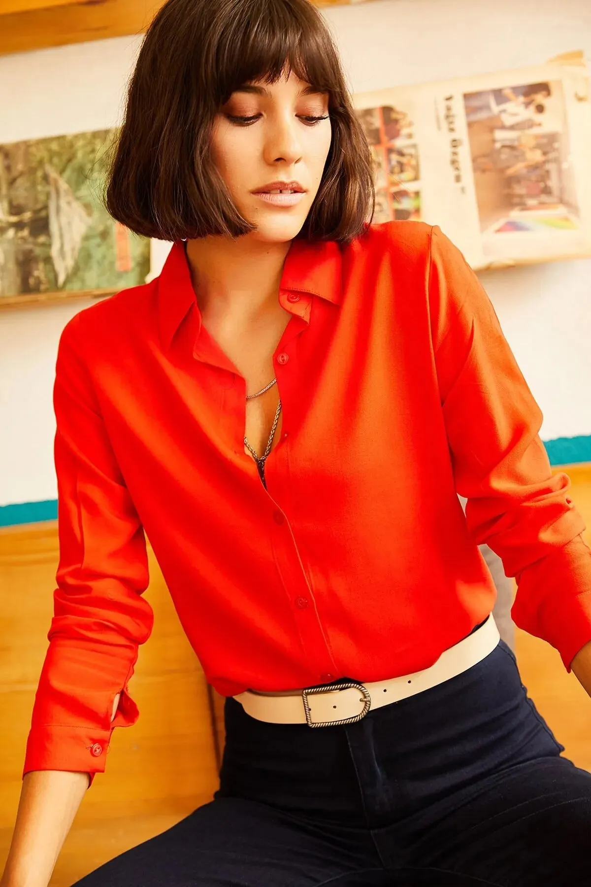 Minimalist & Affordable Women's Woman Blouse,Button Down Shirt-Womens Top-Casual Top-Modern Top,Designer Women Top-Minimalist Women Blouse 9