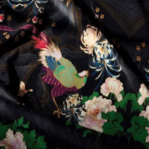 Phoenix Black Velvet Fabric