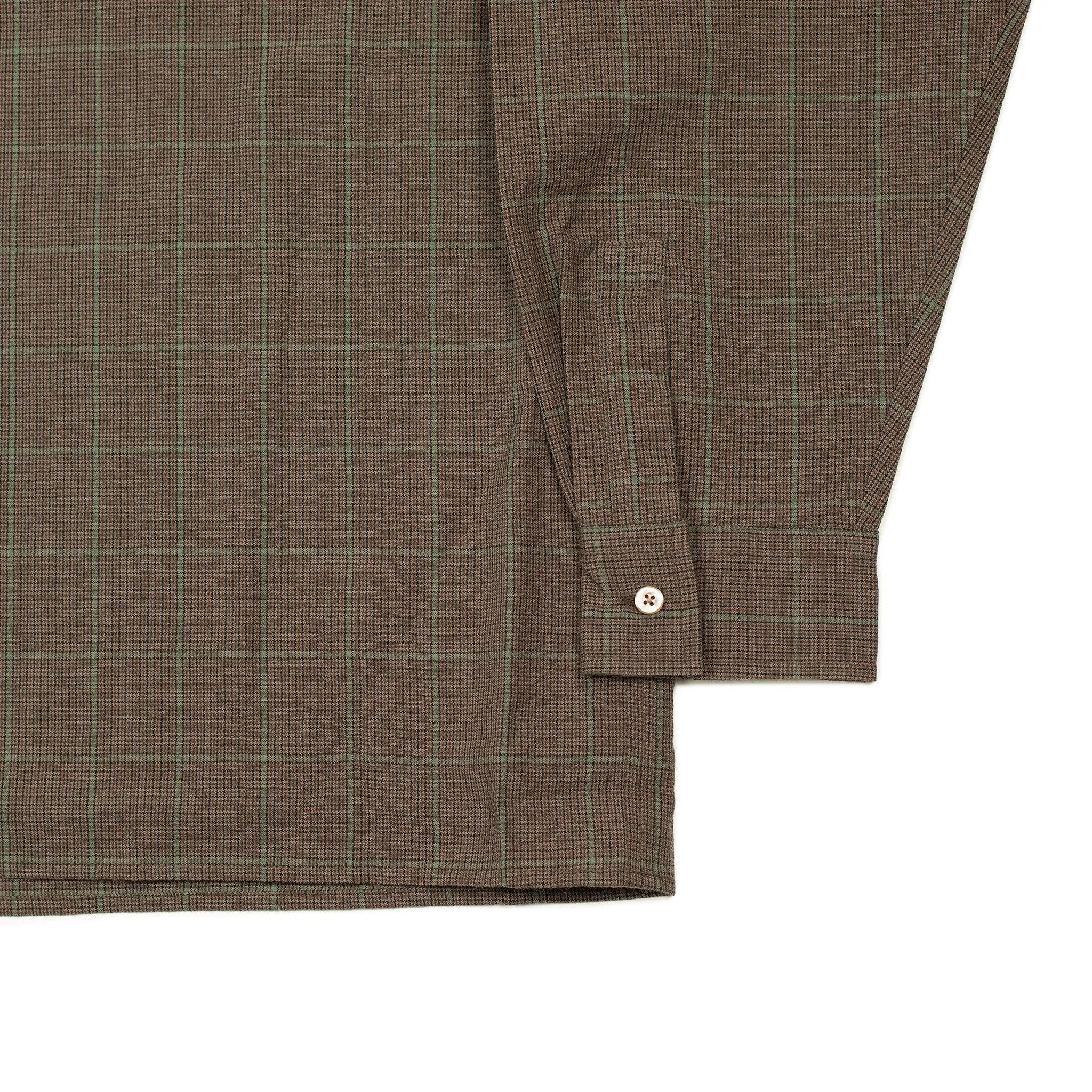 Popover shirt in brown check wool linen rayon