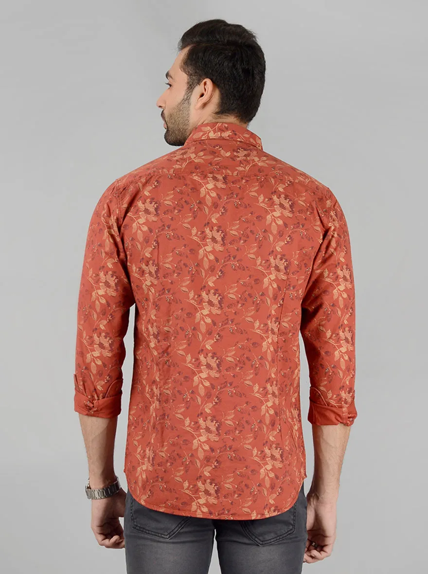 Red Printed Slim Fit Casual Shirt | JadeBlue