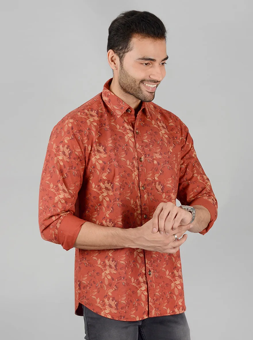 Red Printed Slim Fit Casual Shirt | JadeBlue