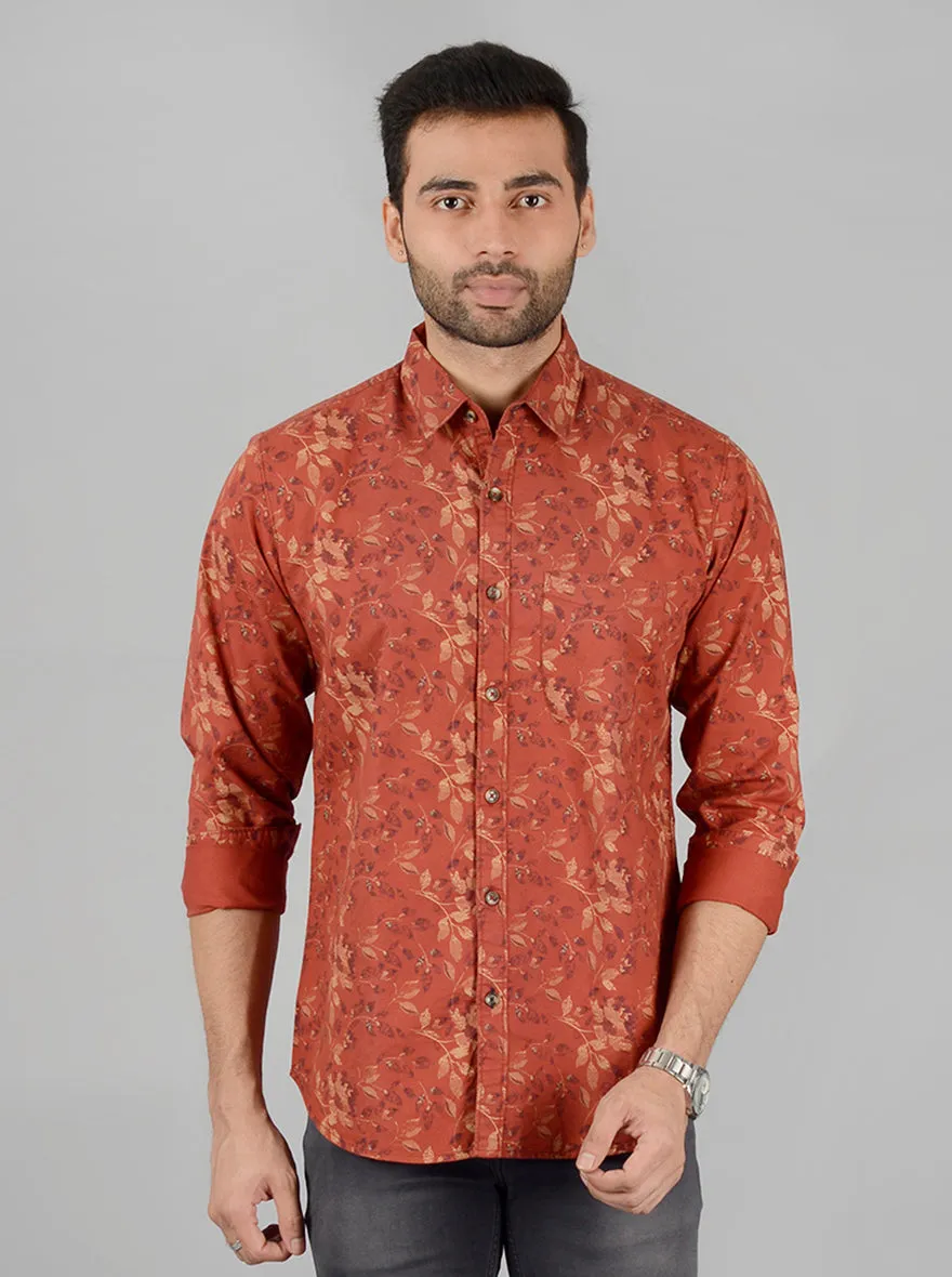 Red Printed Slim Fit Casual Shirt | JadeBlue