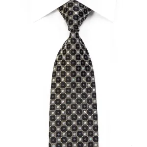 Roberta di Camerino Men's Silk Tie Silver Black Checkered With Silver Sparkles