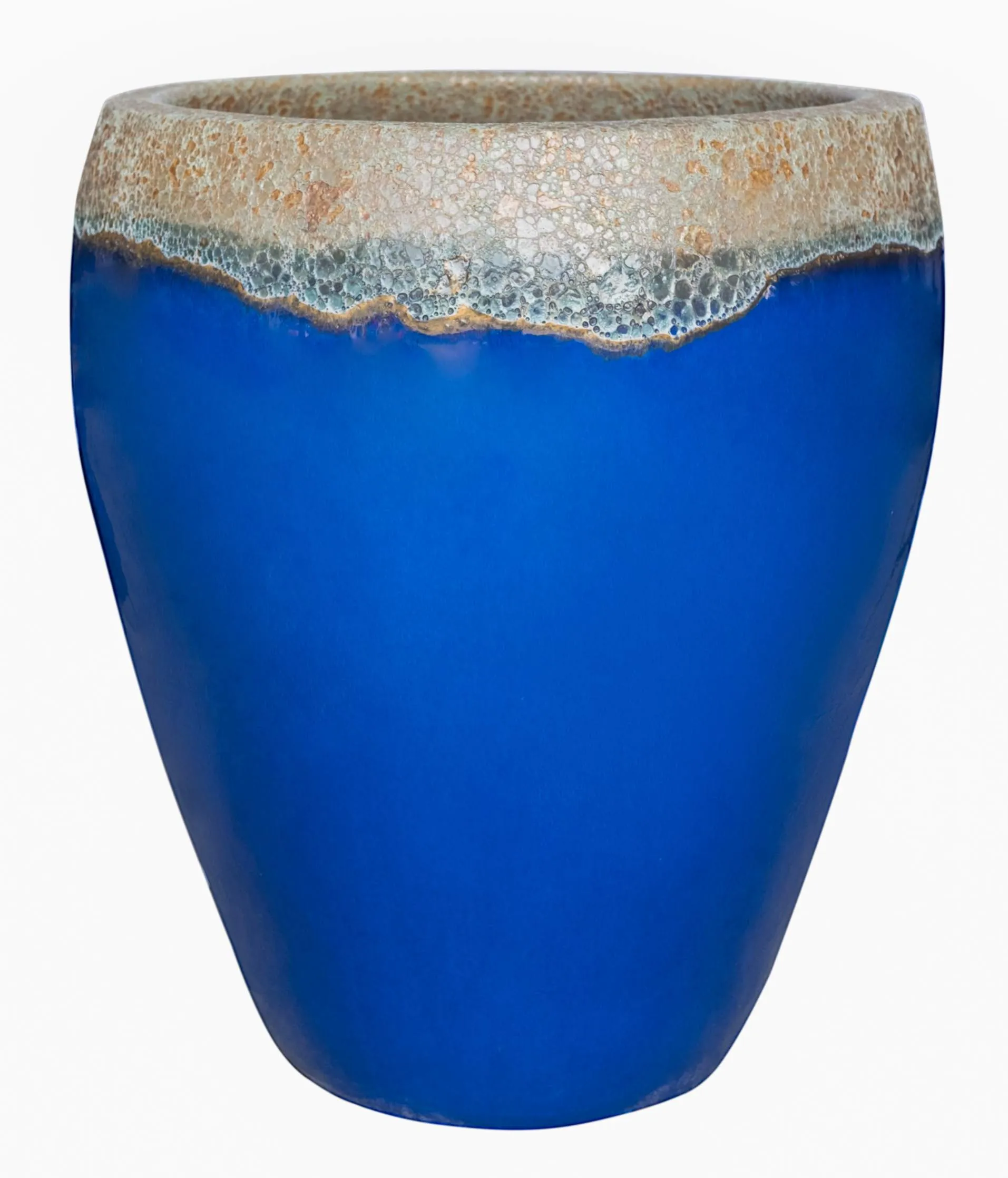 Tall Royal Blue Ceramic Planter - Decorative Volcanic Garden Pot