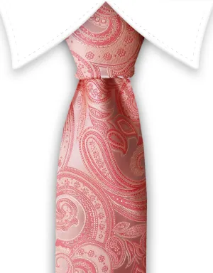 Salmon Pink Orange Coral Paisley Tie