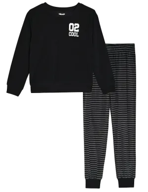 Sleep On It Boys 2-Piece Velour Pajama Sets - Cool Striped