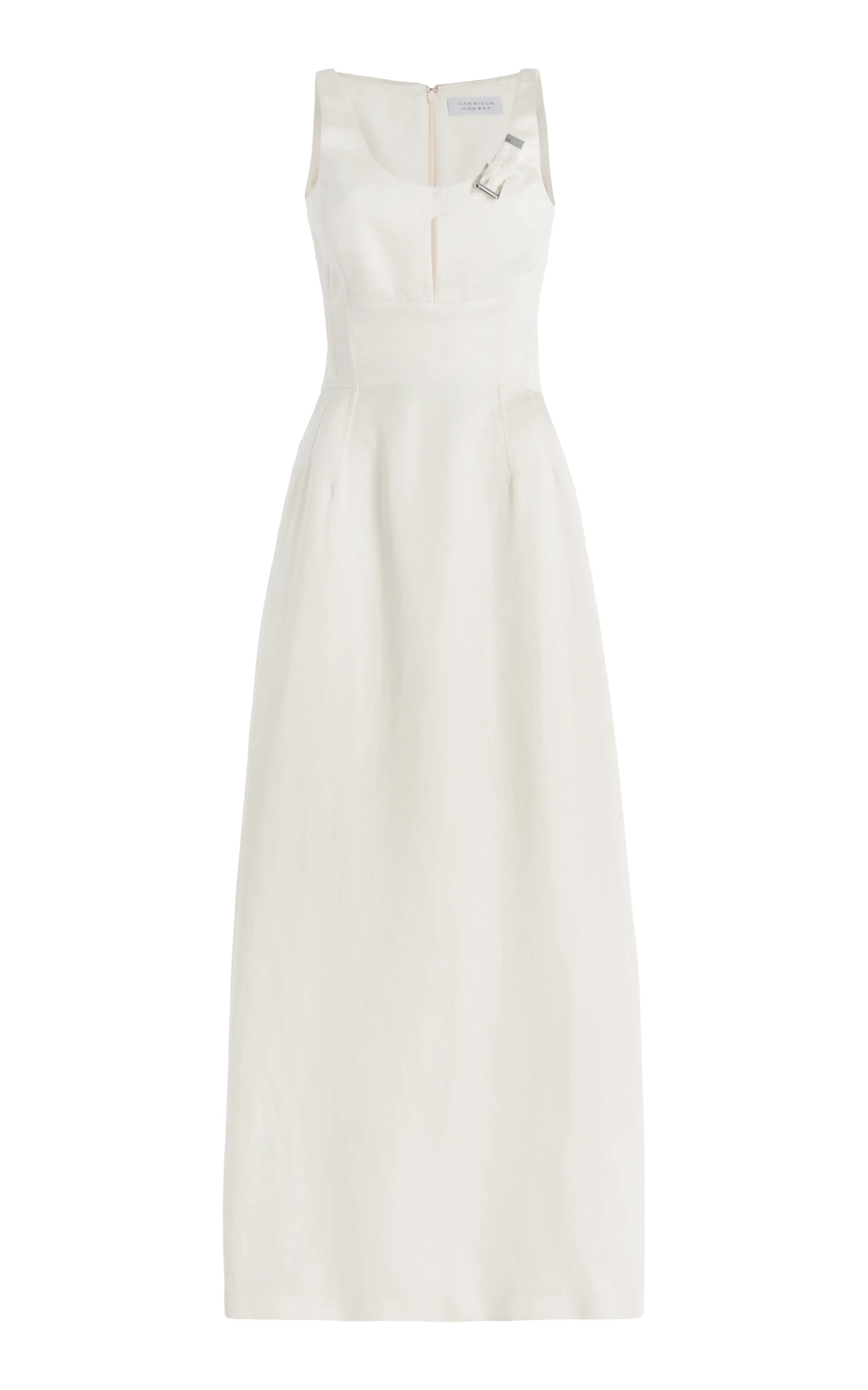 Sven Maxi Dress in Ivory Silk Linen Satin