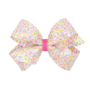 Wee Ones Medium Colorful Confetti Printed Sequin Grosgrain Hair Bow