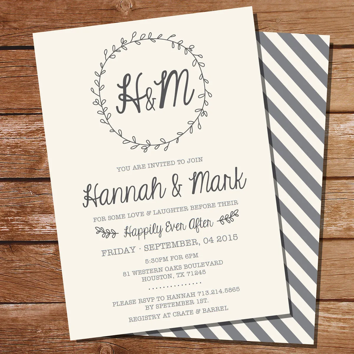 Wreath Rehearsal Dinner Invitation | Couples Shower Invitation